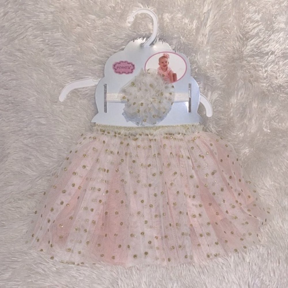 Baby 2 Piece Set Tutu and Headband Size 12-24 Months